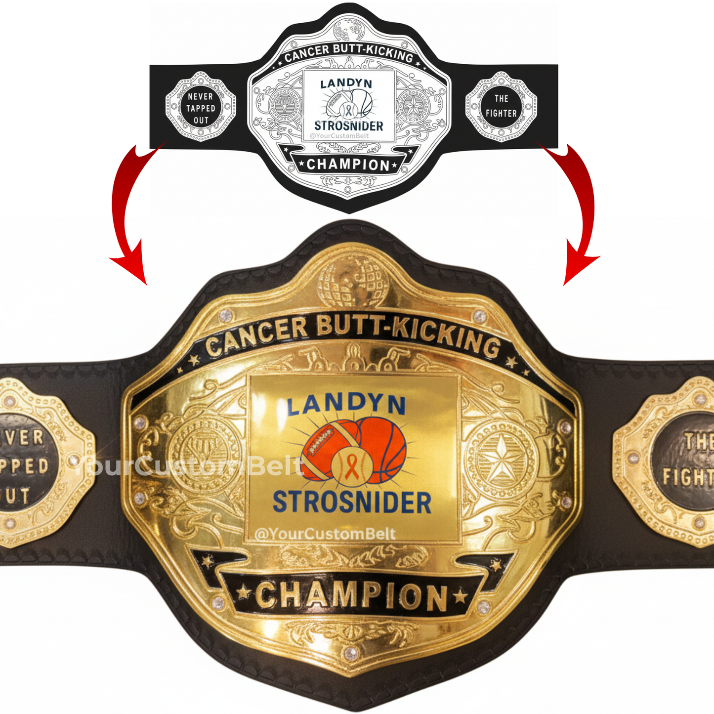 Yourcustombelt Personalized Pro Wrestling Belt β League Title β Personalized Name & Logo β Wrestling Fan Gift