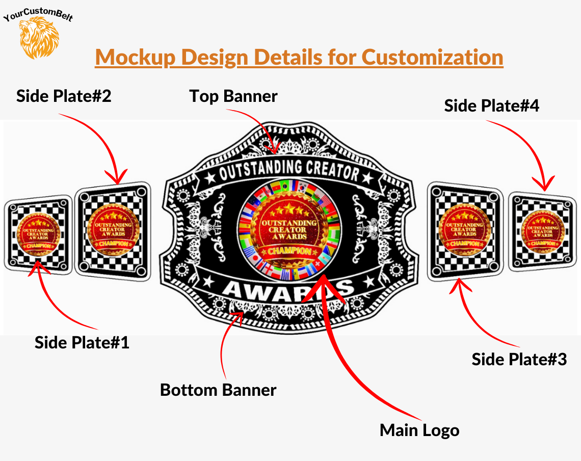 YourCustomBelt Customized Wrestling Belt – Fully Personalized For All Kind of Sports and Awards– Personalized Name & Main Plate Logo – Wrestling Fan Gift