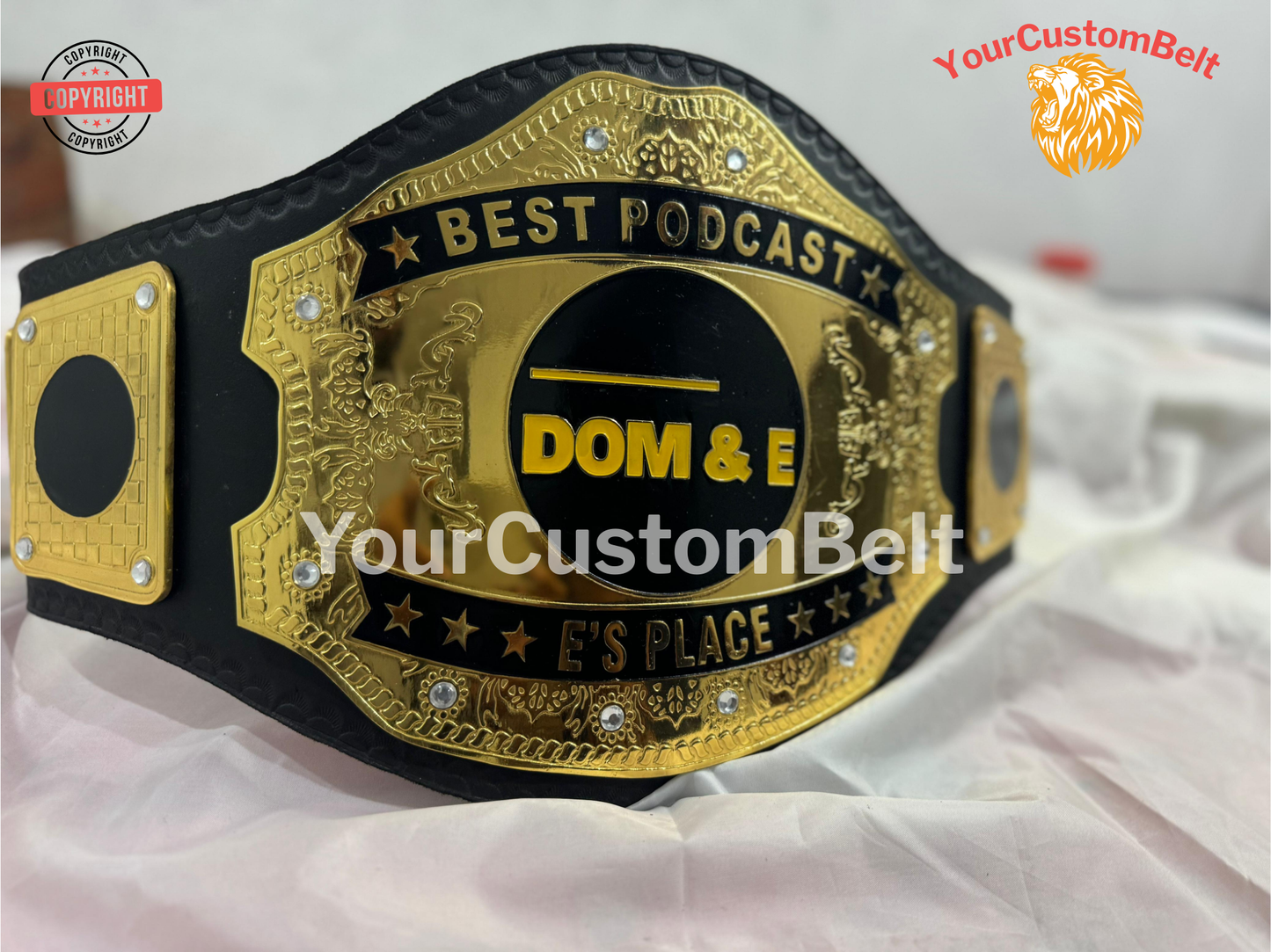 YourCustomBelt Customized Wrestling Belt – Fully Personalized For All Kind of Sports and Awards– Personalized Name & Main Plate Logo – Wrestling Fan Gift