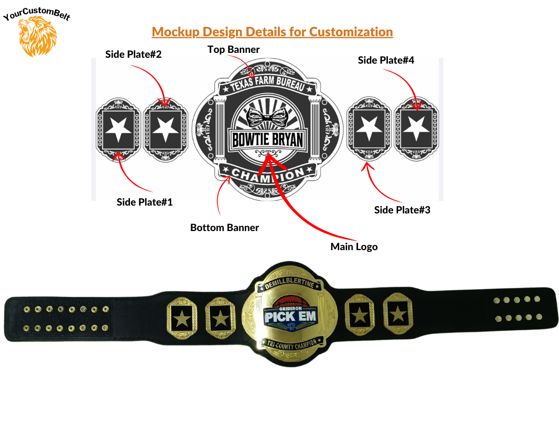 YourCustomBelt Custom Title Belt β Wrestling Champion Award β Corporate Trophy β Personalized Name & Logo β Made to Order