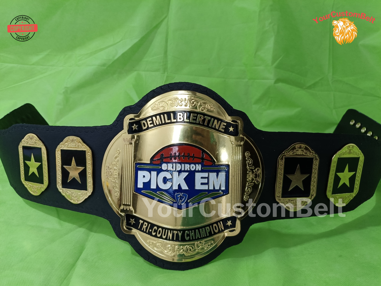 YourCustomBelt Custom Title Belt β Wrestling Champion Award β Corporate Trophy β Personalized Name & Logo β Made to Order