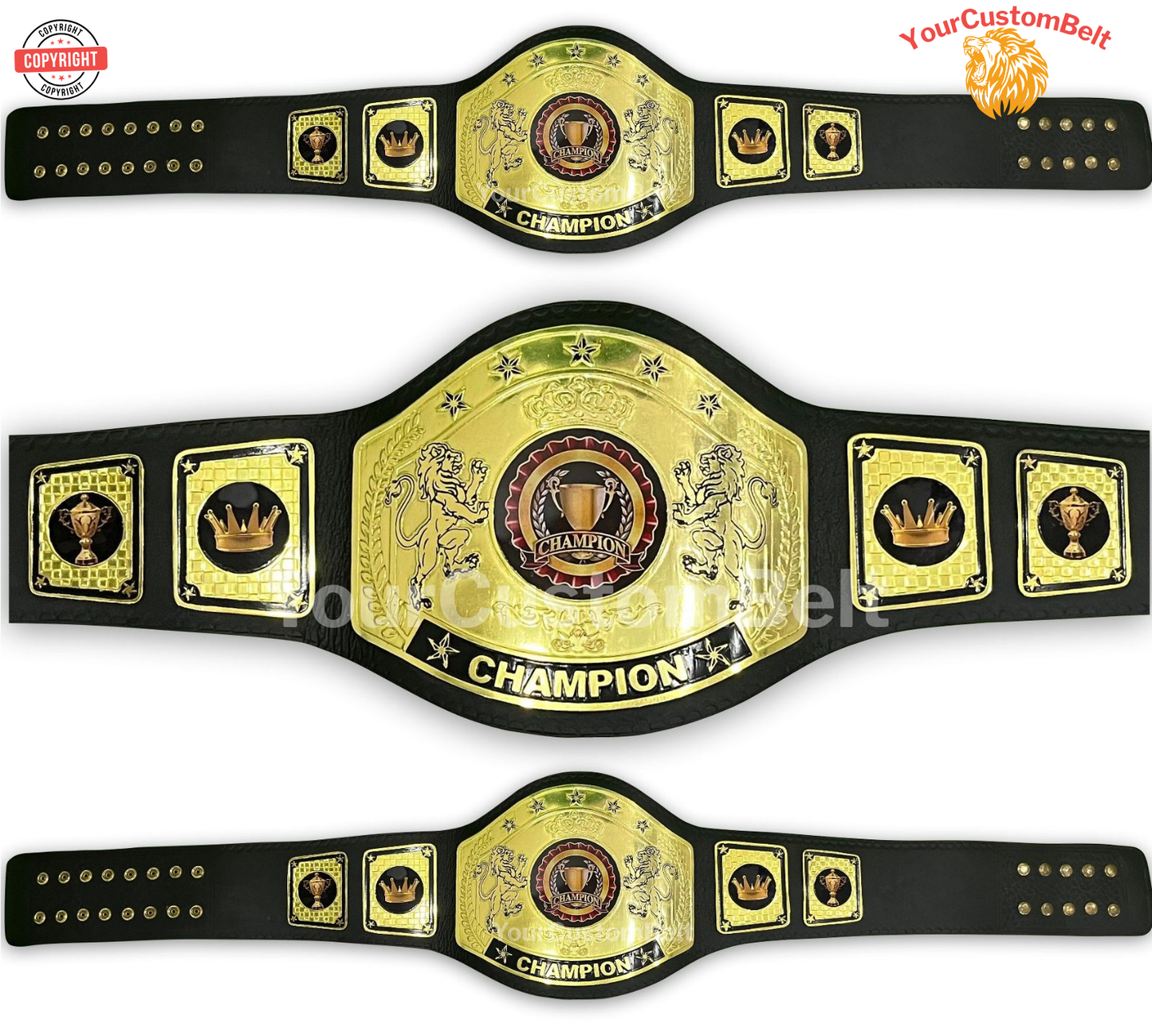 YourCustomBelt Custom Wrestling Belt β Personalized Championship Title β Name & Logo Engraved β Corporate Award or Sports Trophy