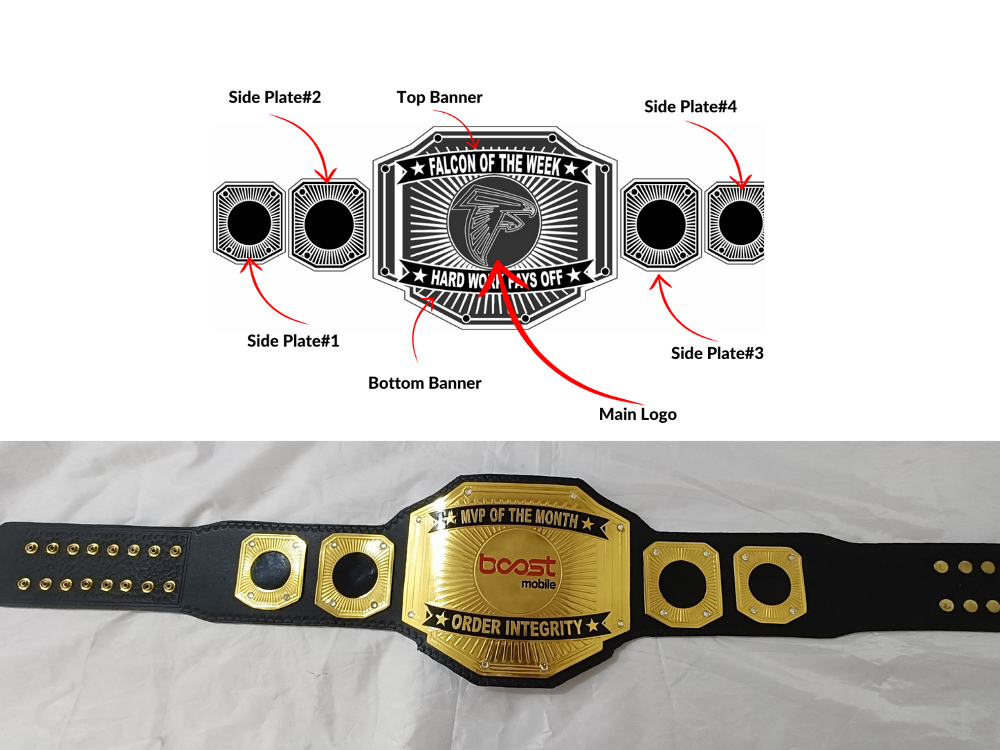 YourCustomBelt Custom Wrestling Belt for Corporate Awards β Employee Recognition Trophy β Personalized Name & Logo
