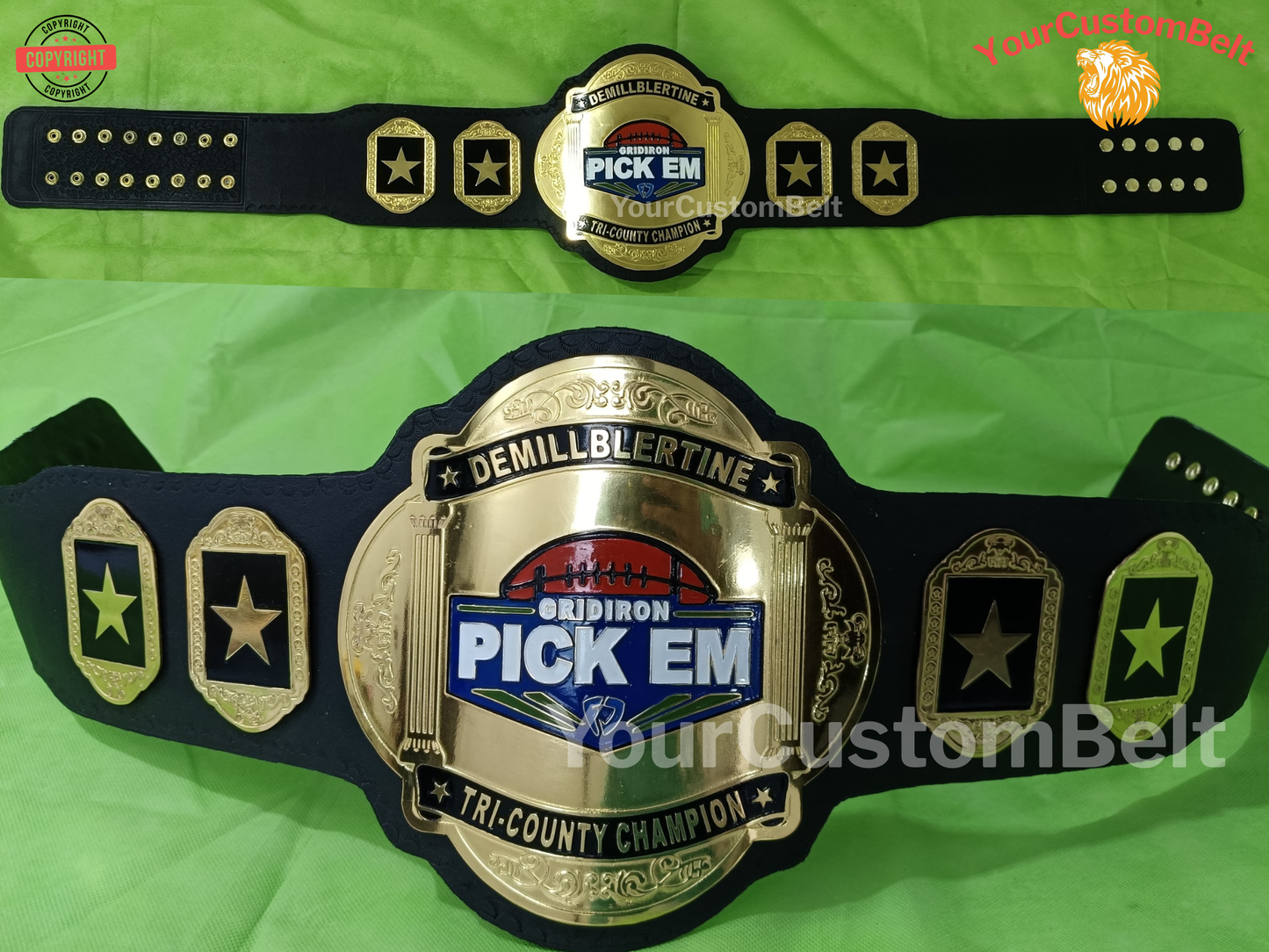 YourCustomBelt Custom Title Belt β Wrestling Champion Award β Corporate Trophy β Personalized Name & Logo β Made to Order