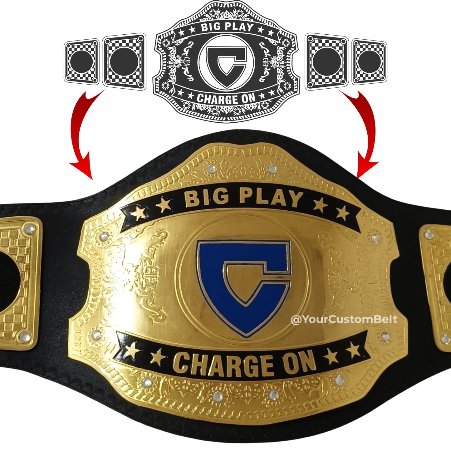 Yourcustombelt Personalized Pro Wrestling Belt – League Title – Personalized Name & Logo – Wrestling Fan Gift