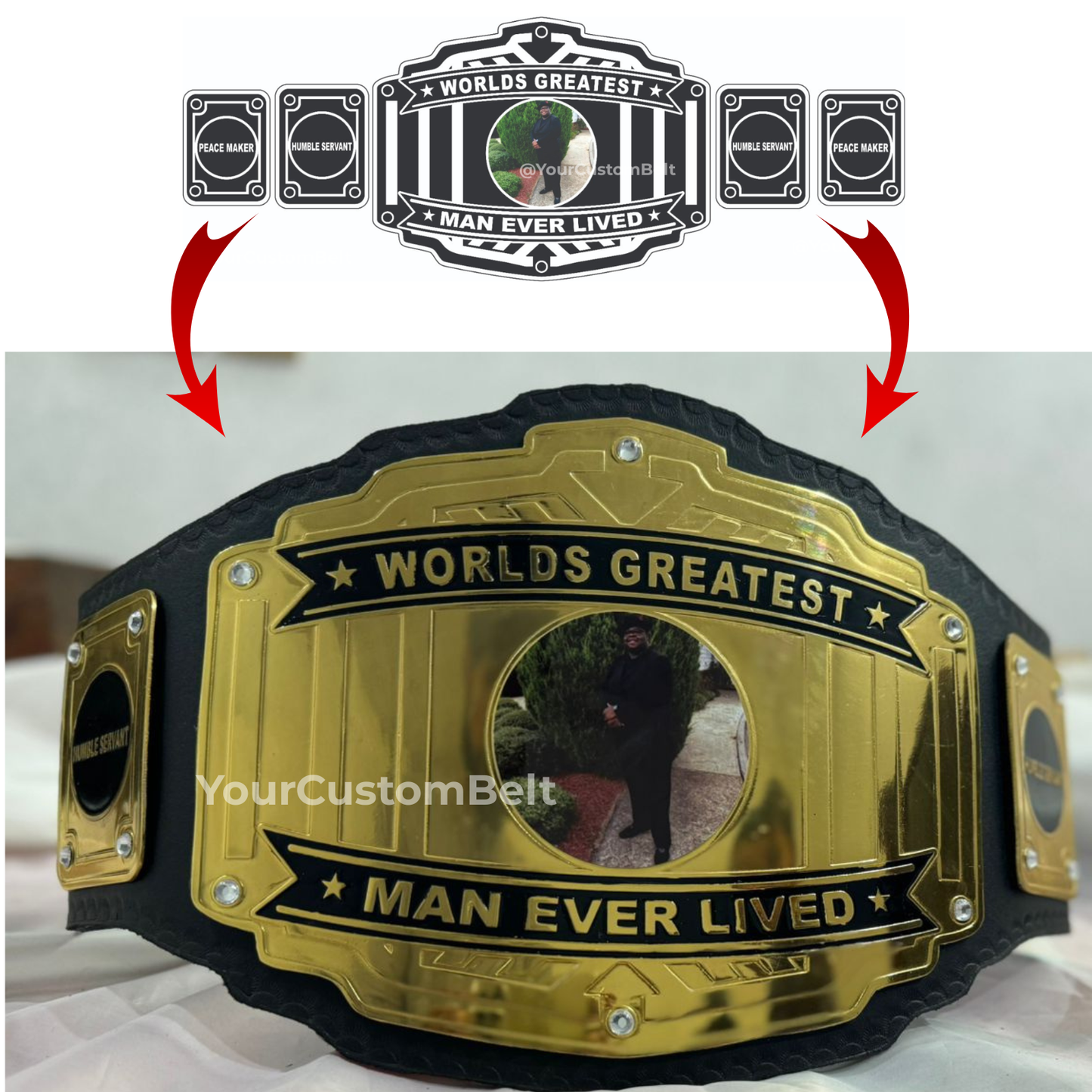 Yourcustombelt Personalized Pro Wrestling Belt – League Title – Personalized Name & Logo – Wrestling Fan Gift