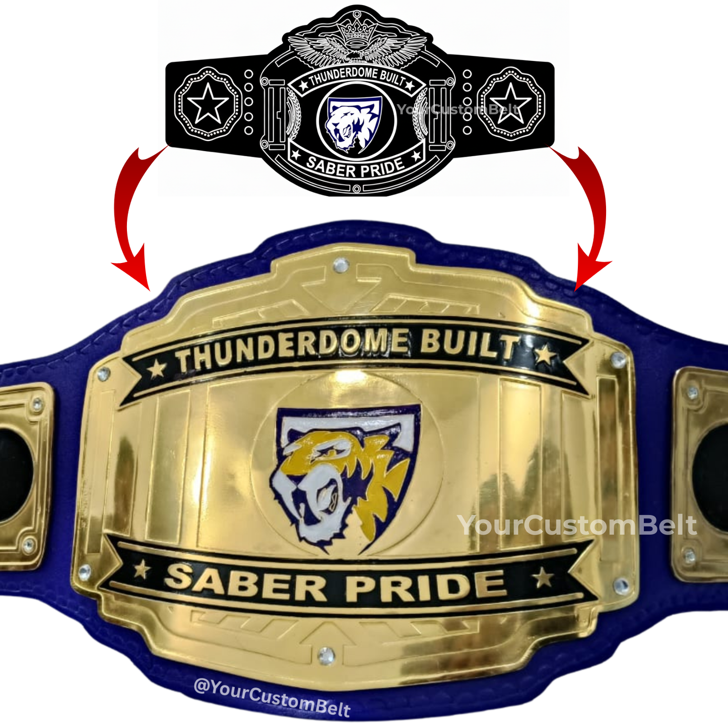 Yourcustombelt Personalized Pro Wrestling Belt – League Title – Personalized Name & Logo – Wrestling Fan Gift