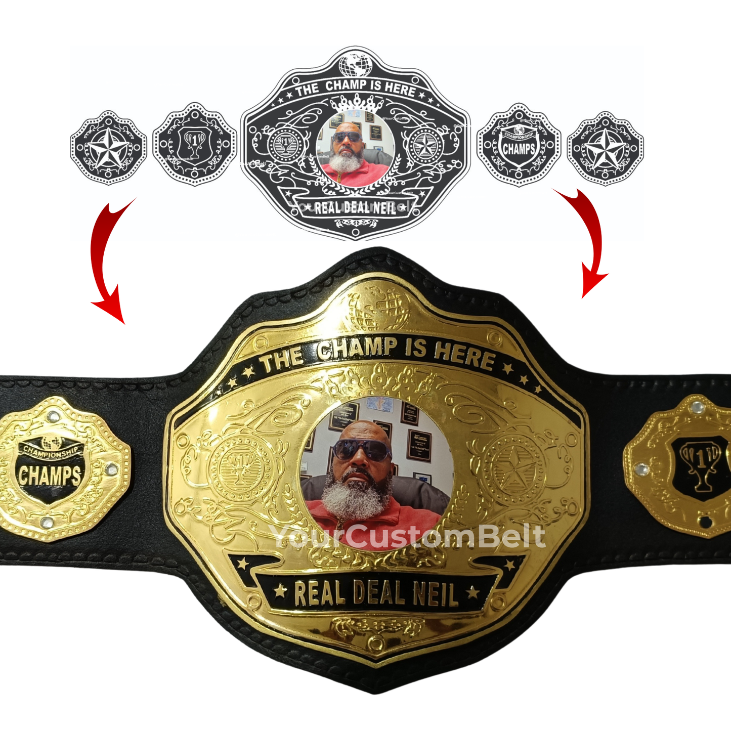 Yourcustombelt Personalized Pro Wrestling Belt – League Title – Personalized Name & Logo – Wrestling Fan Gift