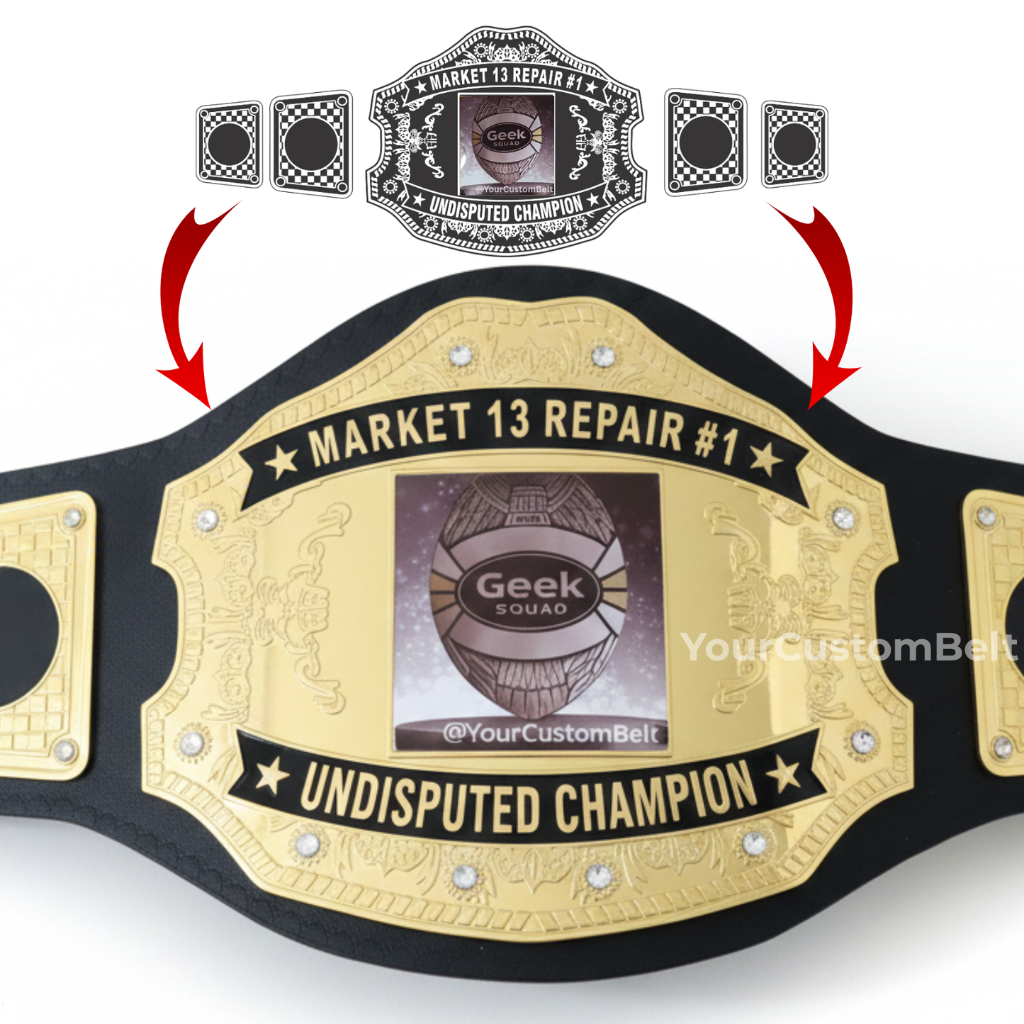 Yourcustombelt Personalized Pro Wrestling Belt – League Title – Personalized Name & Logo – Wrestling Fan Gift