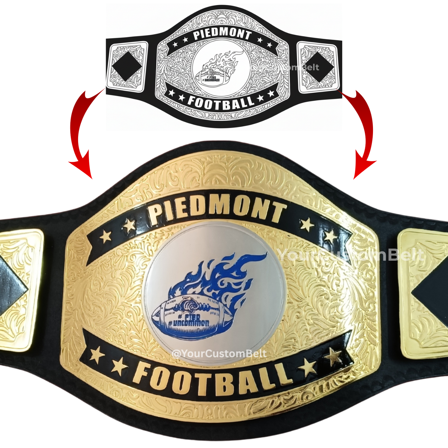Yourcustombelt Personalized Pro Wrestling Belt – League Title – Personalized Name & Logo – Wrestling Fan Gift
