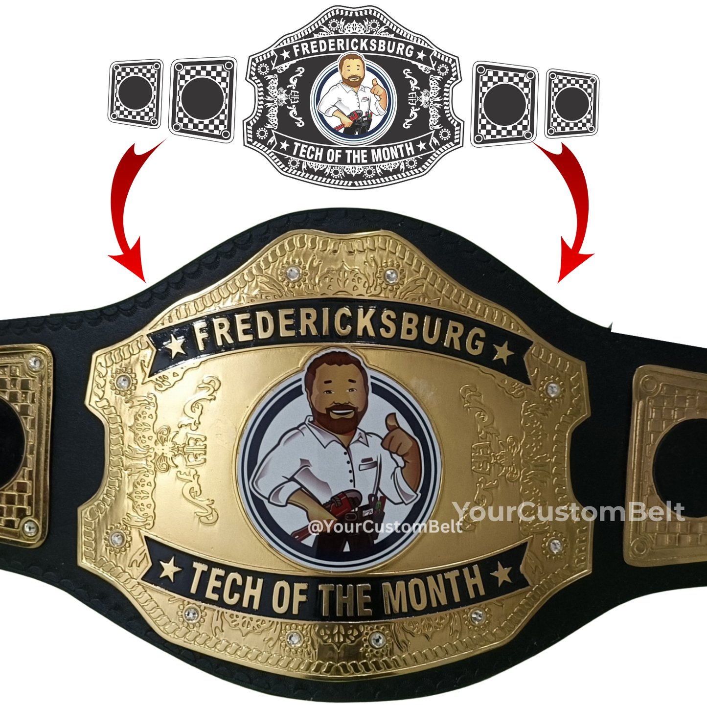 Yourcustombelt Personalized Pro Wrestling Belt – League Title – Personalized Name & Logo – Wrestling Fan Gift