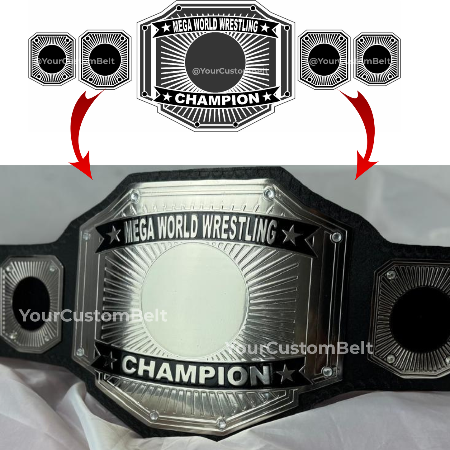 Yourcustombelt Personalized Pro Wrestling Belt – League Title – Personalized Name & Logo – Wrestling Fan Gift