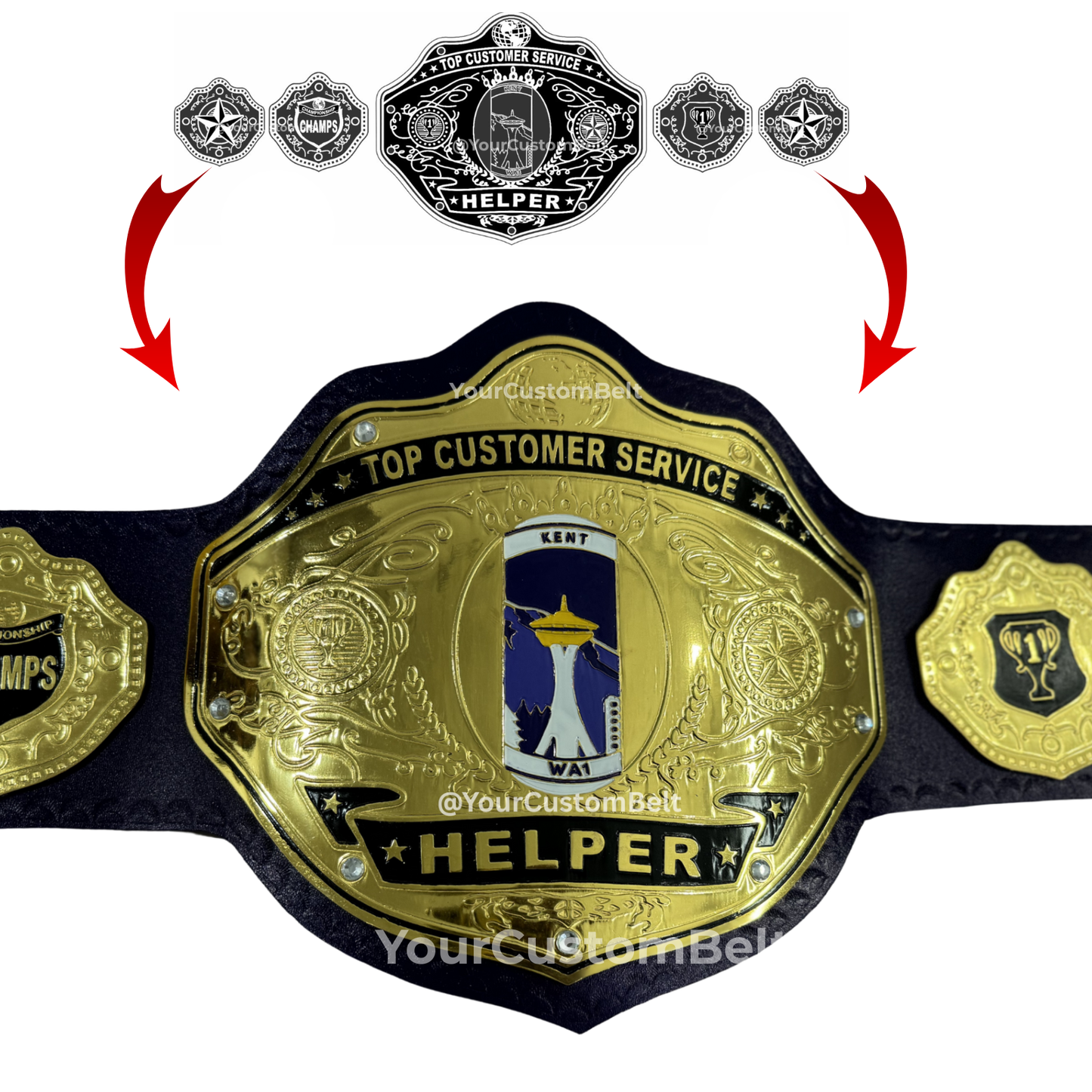 Yourcustombelt Personalized Pro Wrestling Belt – League Title – Personalized Name & Logo – Wrestling Fan Gift