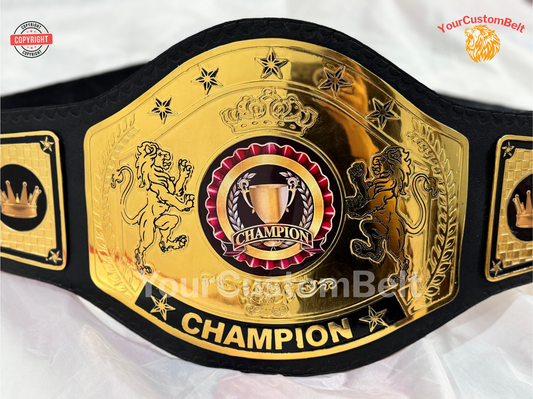 YourCustomBelt Custom Wrestling Belt – Personalized Championship Title – Name & Logo Engraved – Corporate Award or Sports Trophy