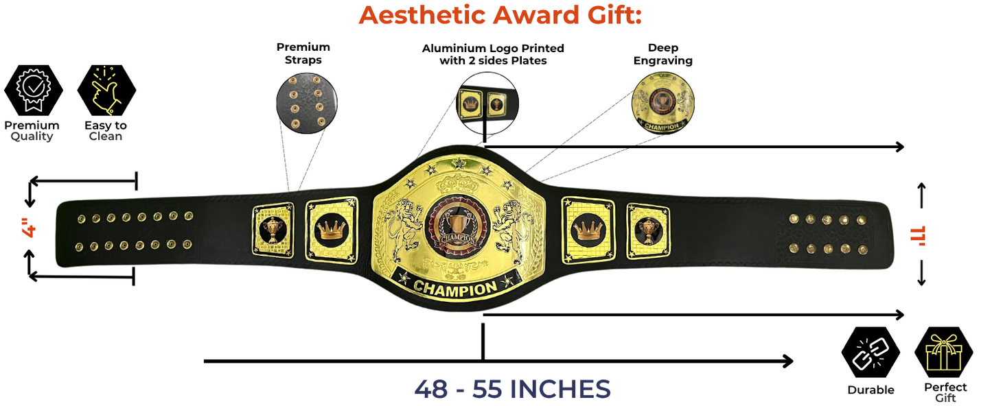 Yourcustombelt Personalized Pro Wrestling Belt – League Title – Personalized Name & Logo – Wrestling Fan Gift